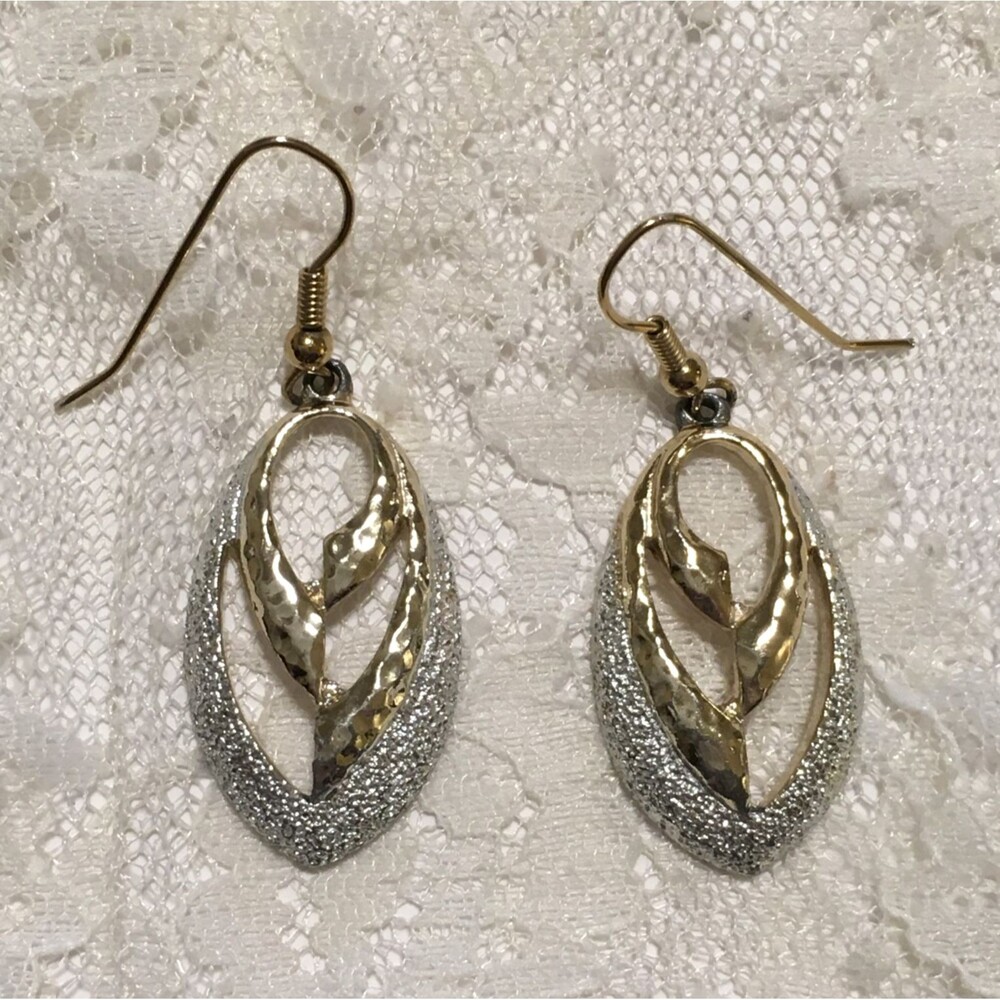 Vintage Sarah Coventry Earrings Mixed Gold Silver Tone Open Dangly
